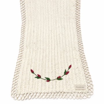 Natural Jute Table Runner - Embroidered Looped Border Accent