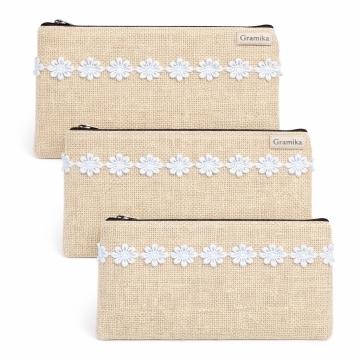 Natural Jute Zippered Pouch - Cosmetic, Clutch, or Pencil Case