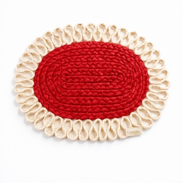 Natural Jute Oval Placemat - Embroidered Looped Edge