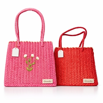 The Flora Crossbody Bag - Handwoven Jute with Delicate Flower Embroidery