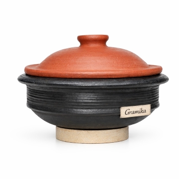 Traditional Black Clay Cooking Pot - For Slow Cooking &amp; Serving
