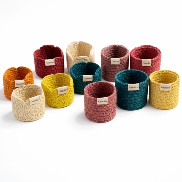 Set of 10 Colorful Jute Desk Organizers - Pen Stands/Holders