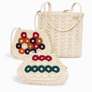 The Fiesta Bag Collection - Natural Fiber Clutch, Crossbody &amp; Tote Set (3-in-1)