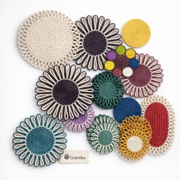 The Meadow Jute Coaster Collection - Assorted Floral Mats