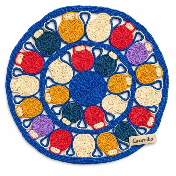 The Mosaic Jug Mat - Multicolored Woven Jute Circular Trivet