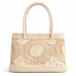 Natural Jute Mandala Tote Bag - Openwork Shopping & Beach Carryall